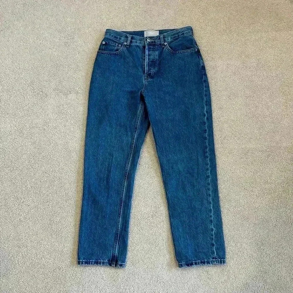 Everlane The 90s Cheeky Jeans Organic Cotton Ankle Crop Dark Wash Blue Size 26 - Picture 2 of 8